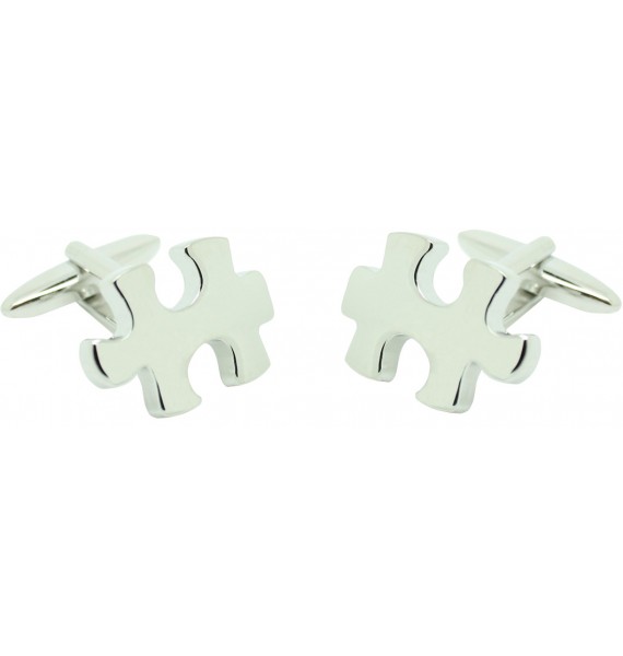 Silver Plated Puzzle Piece 3D Cufflinks 