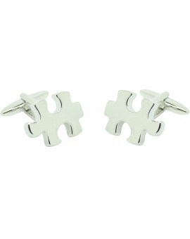 Silver Plated Puzzle Piece 3D Cufflinks 