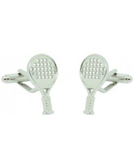 gemelos para camisa raqueta padel plateada