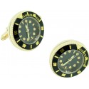 Black Submariner - Gold tone Sports Watch Cufflinks 