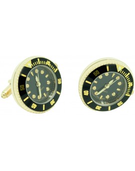 Gemelos para camisa Reloj Submariner Sport Negro - Dorado 2