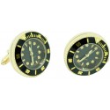 Gemelos para camisa Reloj Submariner Sport Negro - Dorado