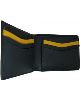 black wallet Hugo Boss black smooth skin yellow line