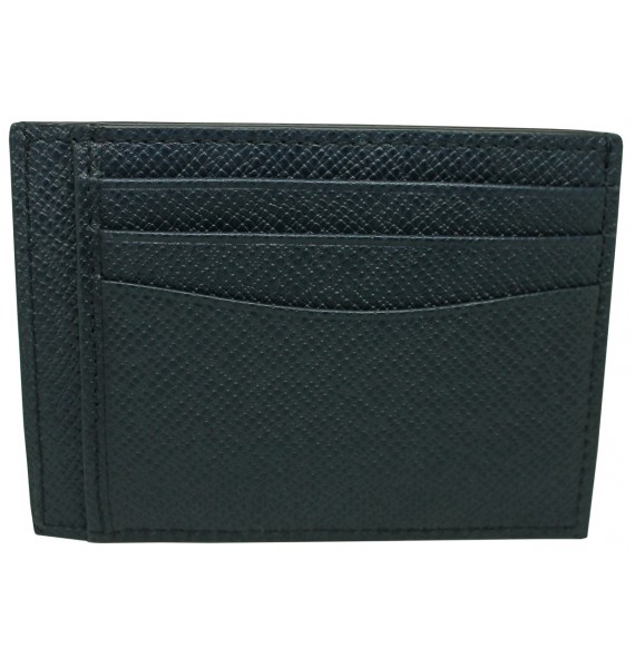 Dark blue business card holder Hugo Boss granulated