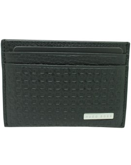 Black business card holder with squares of Hugo Boss