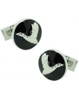 Gemelos para camisa Pato Skultuna fondo negro - plateado