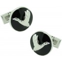 Gemelos para camisa Pato Skultuna fondo negro - plateado