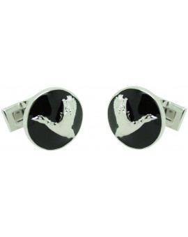 The Flying Duck Skultuna Cufflinks in black background - silver plated 2