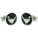 The Pheasant Skultuna Cufflinks in black background - silver plated