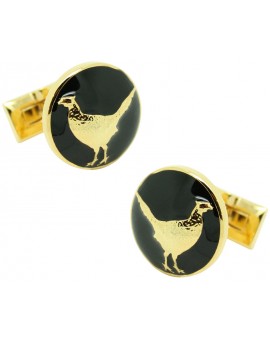 Gemelos para camisa Faisán Skultuna fondo negro - dorado