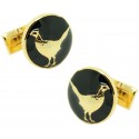 Gemelos para camisa Faisán Skultuna fondo negro - dorado