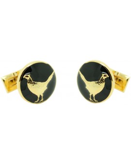 Gemelos para camisa Faisán Skultuna fondo negro - dorado 2