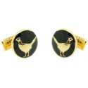 The Pheasant Skultuna Cufflinks in black background - golden