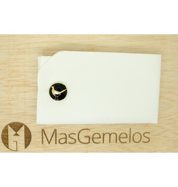 Gemelos para camisa Faisán Skultuna fondo negro - dorado