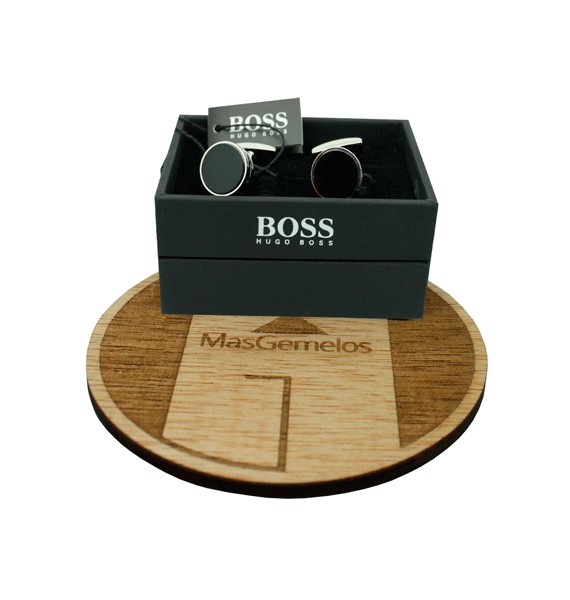 Cufflinks Hugo Boss roundel - black stone