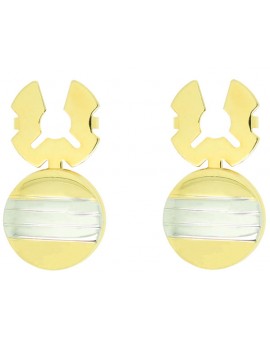 Golden Round Button Cover Three Silver Lines