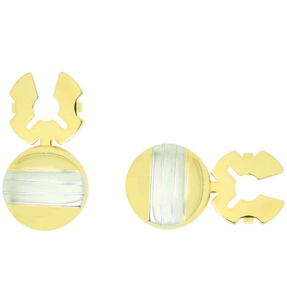 Golden Round Button Cover Three Silver Lines