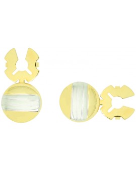 Golden Round Button Cover Three Silver Lines