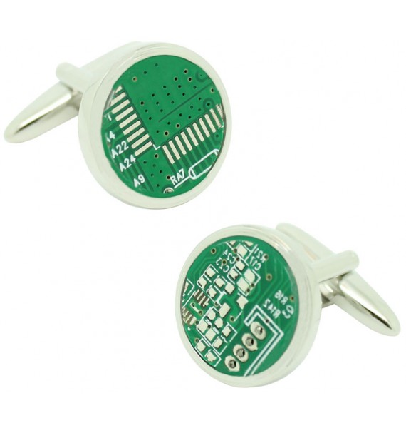 Gemelos para camisa MicroChip ordenador redondo