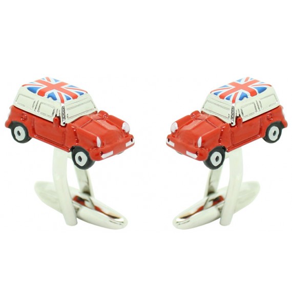 Red Mini Cooper Union Jack Roof Cufflinks