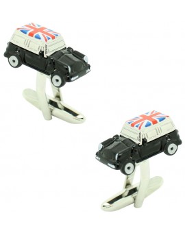 Black Mini Cooper Union Jack Roof Cufflinks
