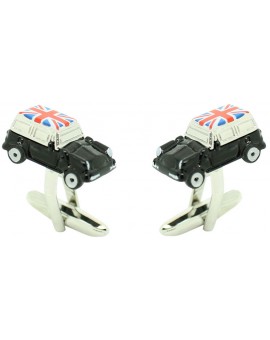 Black Mini Cooper Union Jack Roof Cufflinks