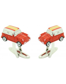 Boutons de manchette chemise mini cooper rouge 3D avec drapeau Espagne