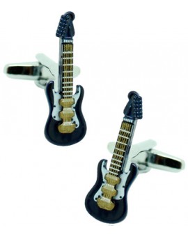 Gemelos para camisa Guitarra Eléctrica Azul Marino 3D