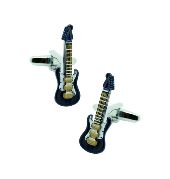 Cufflinks for shirt Navy Blue 3D Electric Guitar