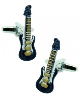 Cufflinks for shirt Navy Blue 3D Electric Guitar