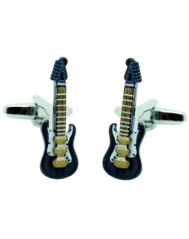 Cufflinks for shirt Navy Blue 3D Electric Guitar 2