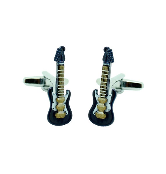 Cufflinks for shirt Navy Blue 3D Electric Guitar