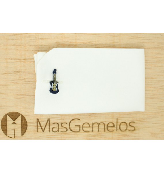 Gemelli per camicia con chitarra elettrica blu navy 3D