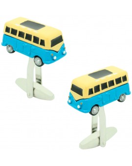 Gemelos para camisa furgoneta hippie azul claro 3D