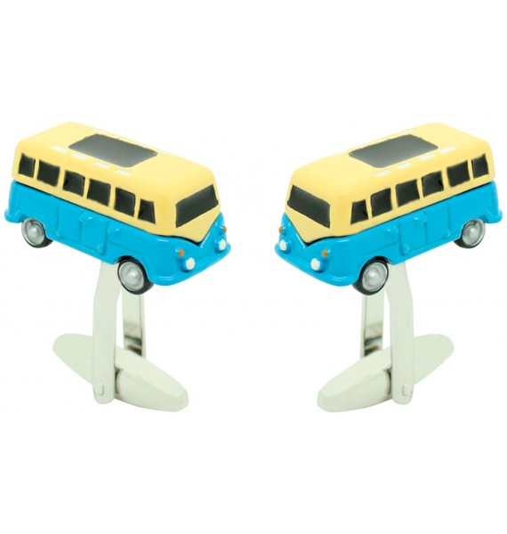 Gemelos para camisa furgoneta hippie azul claro 3D