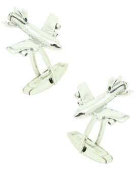 Gemelos para camisa Avión de viajeros Plata de ley 925