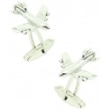 Gemelos para camisa Avión de viajeros Plata de ley 925