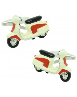 Gemelos para camisa Moto Vespa retro roja y blanca