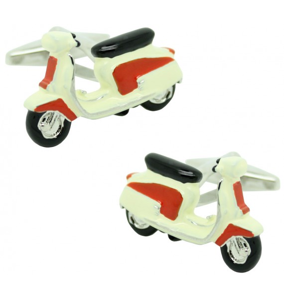 Gemelos para camisa Moto Vespa retro roja y blanca