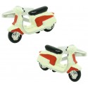 Gemelos para camisa Moto Vespa retro roja y blanca