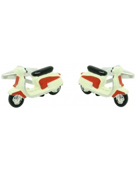 Boutons de manchette chemise moto Vespa rétro rouge et blanc