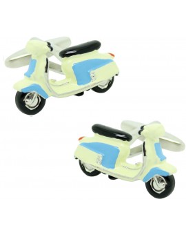 Gemelos para camisa Moto Vespa retro azul y blanca