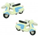 Gemelos para camisa Moto Vespa retro azul y blanca