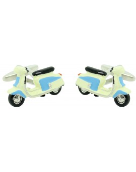 Gemelos para camisa Moto Vespa retro azul y blanca 2