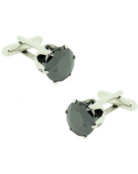 Cufflinks round Swarovski crystal Black