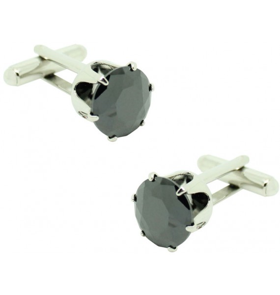 Cufflinks round Swarovski crystal Black