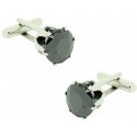 Cufflinks round Swarovski crystal Black