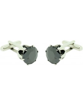 Cufflinks round Swarovski crystal Black 2