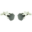 Cufflinks round Swarovski crystal Black