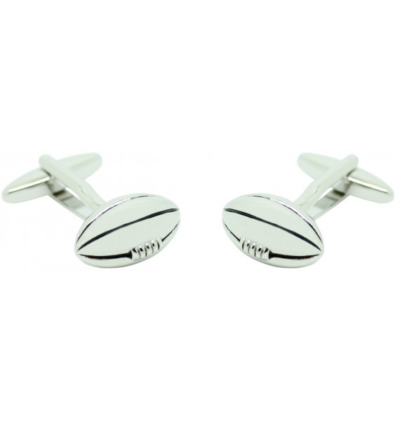 Gemelli per camicia in argento con pallone da rugby